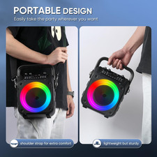 Portable Karaoke Machine Bluetooth Speaker with 2 Wireless Mics Lights PA System