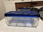 Hocking Criss-Cross Refrigerator Dish / Cobalt Blue Lid / MINT