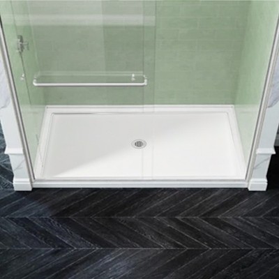 Slip-Free Design 60''L x 36''W Walk In Shower Kit Glossy White 60x36 Shower Base