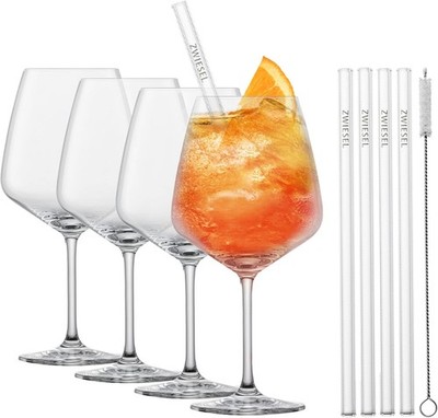 SCHOTT ZWIESEL Glas-Set, 4 Cocktailgläser, 4 Glastrinkhalme ,1 Baumwollbürste