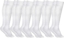 6 PK Yacht  Smith Women's Knee High Socks, Cotton, Flat Knit,Solid Colors White