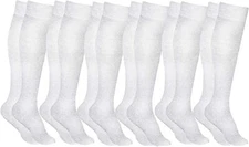 6 PK Yacht & Smith Women's Knee High Socks, Cotton, Flat Knit,Solid Colors White