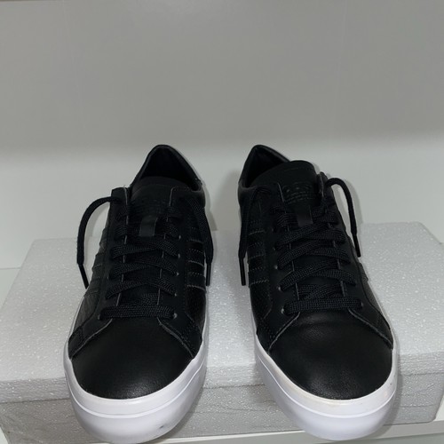 Size 6M/8.5 W Adidas Court Vantage Black Leather Sneaker White Sole - Picture 5 of 9