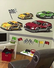 Wallies Raceway Racecar Mini Mural 15202