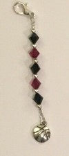 Handmade SDSU unofficial Red and Black Zipper Pull / Bag Bling