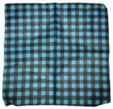 22"x22" Blue / Black Plaid Checkered 100 Cotton Bandana