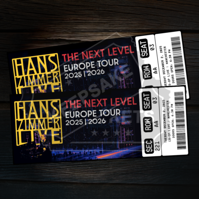 Hans Zimmer Live Mock Ticket The Next Level Tour | Personalized