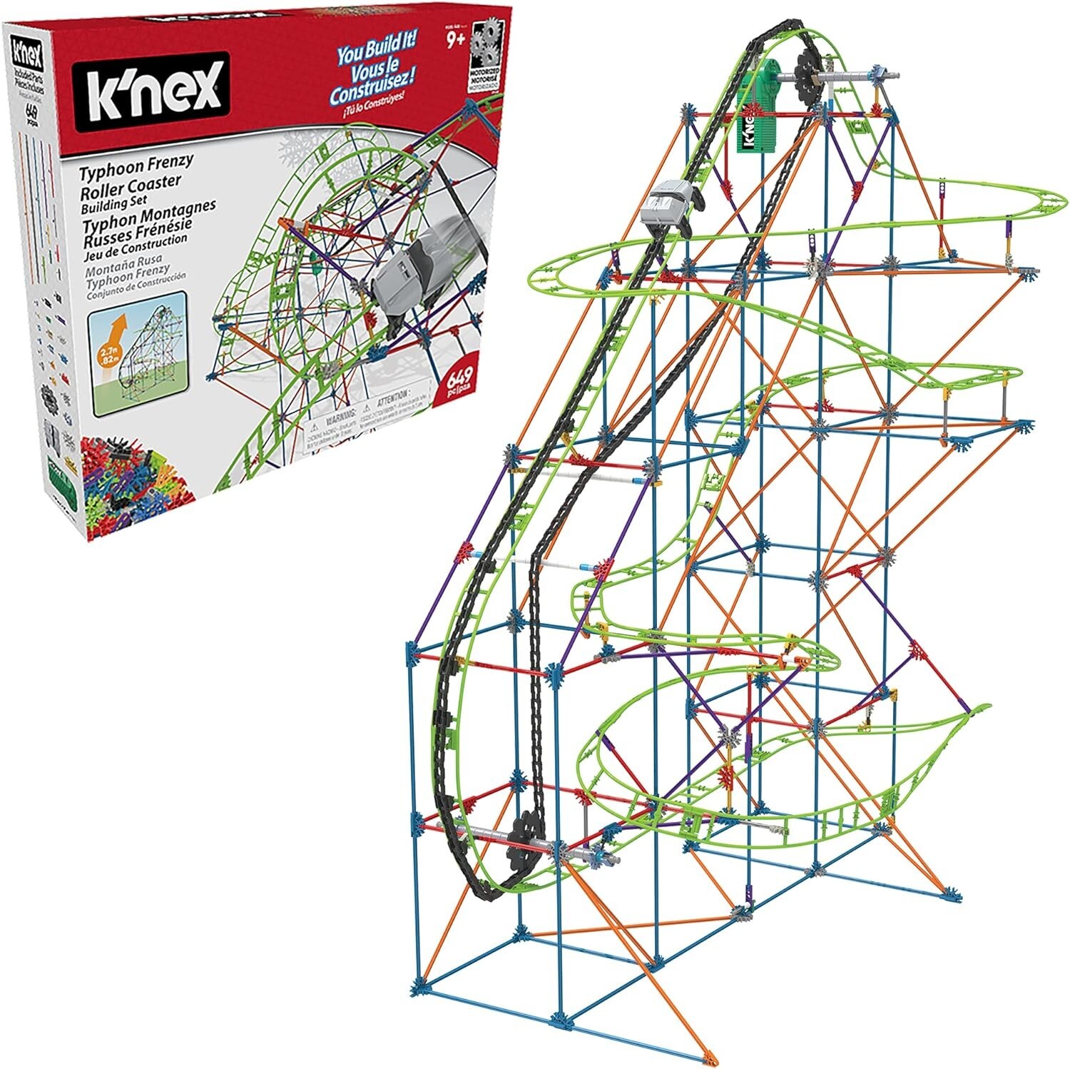 K'NEX | Typhoon Frenzy Roller Coaster | 2-in-1 Model Construction Set for Boys