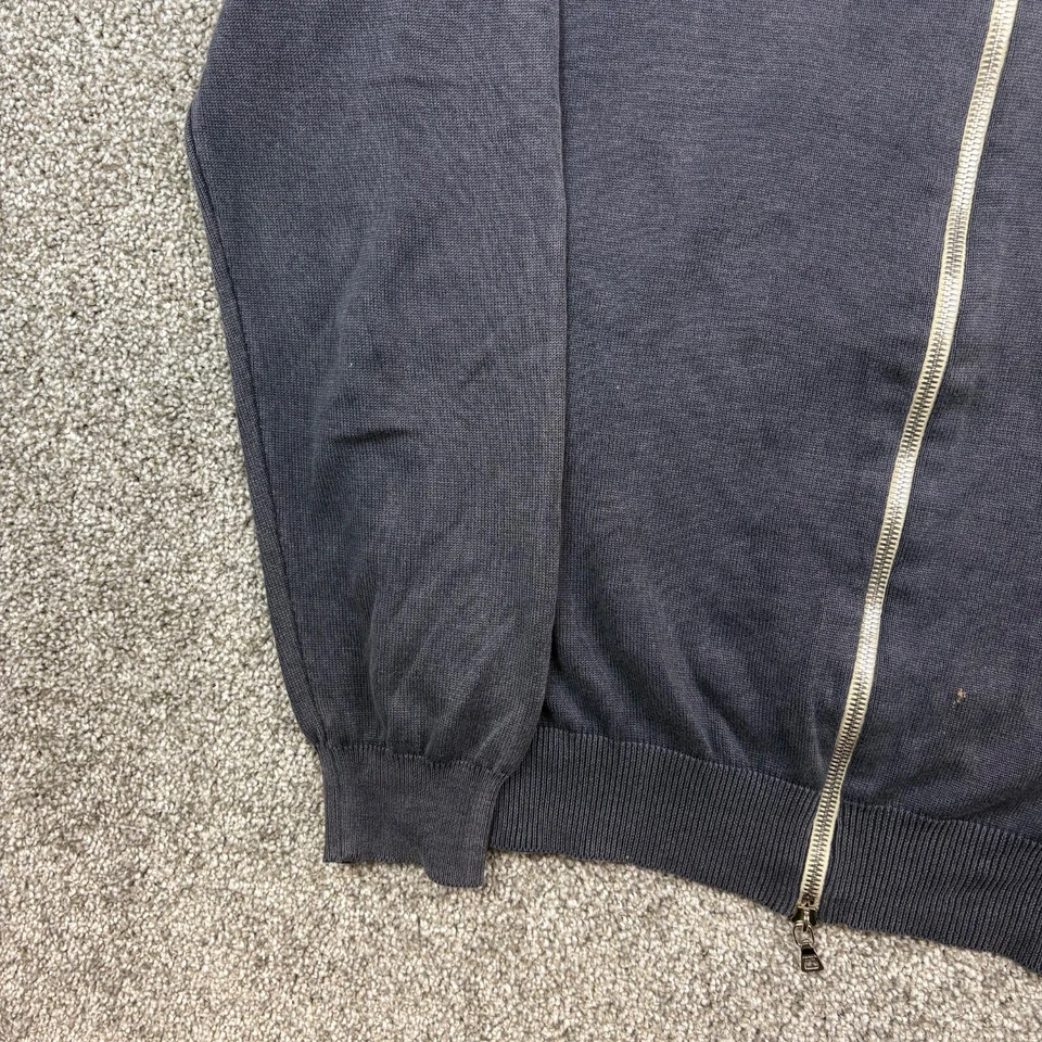 Vintage Prada Milano Sweater Mens 50 Large Navy Blue Full Zip Embroidered Beach - Image 3 of 4