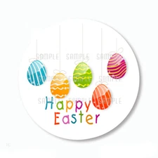 30 HAPPY EASTER EGG SCRAPBOOK STICKERS EASTER PASSOVER 1.5" ROUND ENVELOPE SEALS