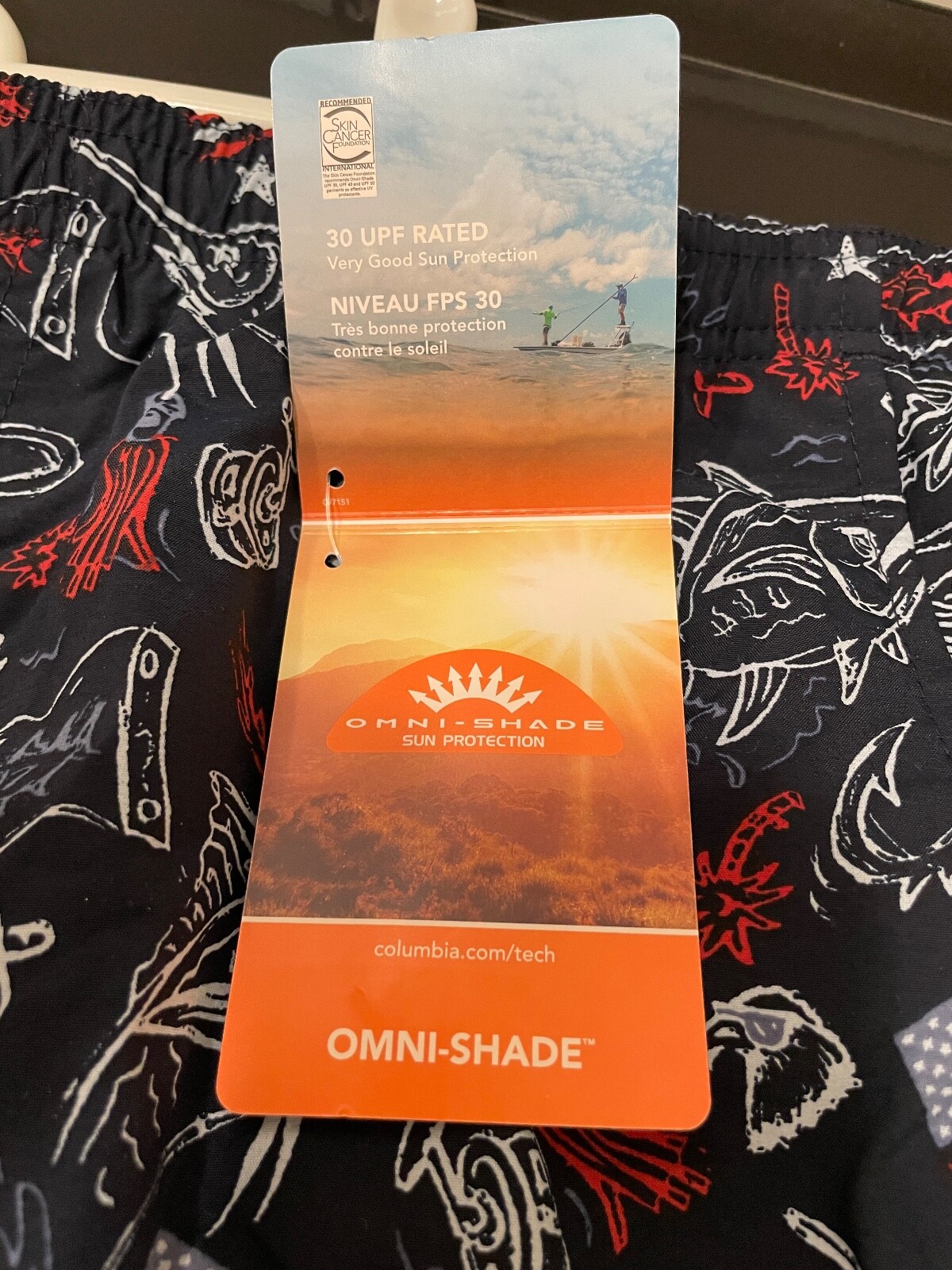 Columbia PFG Clearwater Shores FLAG  Water Swim Trunks OMNI-SHADE Men L   NEW thumbnail 2