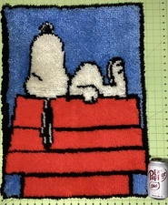 Snoopy Shag Rug Siesta VTG Doghouse Wall Completed Latch Hook 20 x 27" Peanuts