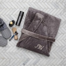Mens Plush Spa robe with Shawl Collar and large pockets. We monogram