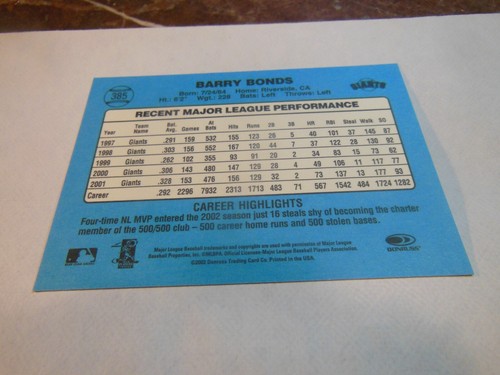 2002 Donruss Barry Bonds Originals #385 Giants -- He is the Homerun King! - Picture 6 of 8