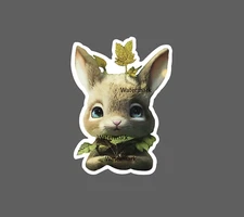 Baby Rabbit Sticker Flower Forest Cute NEW