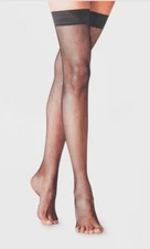 A New Day Womens Thigh Highs M/L - Black Fishnet 