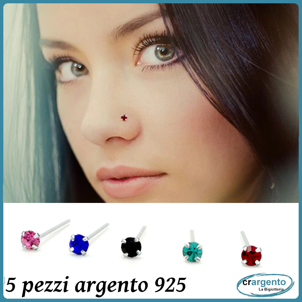 DENI 3 Orecchini Naso Bastone Dritto In Argento Con Sfera Piccola Diametro 15 Mm E Bastone Sottile C Rfjf0pobwr4nsdm U99g