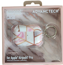 ADVANCTECH Hard Shell AirPods Pro Case with Circle Clip in Pink Stone