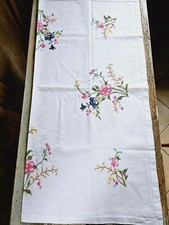 Vintage Tovaglia Tovaglietta Cotone Bianco Ricamo A Punto Croce 80x80 cm. -ug-