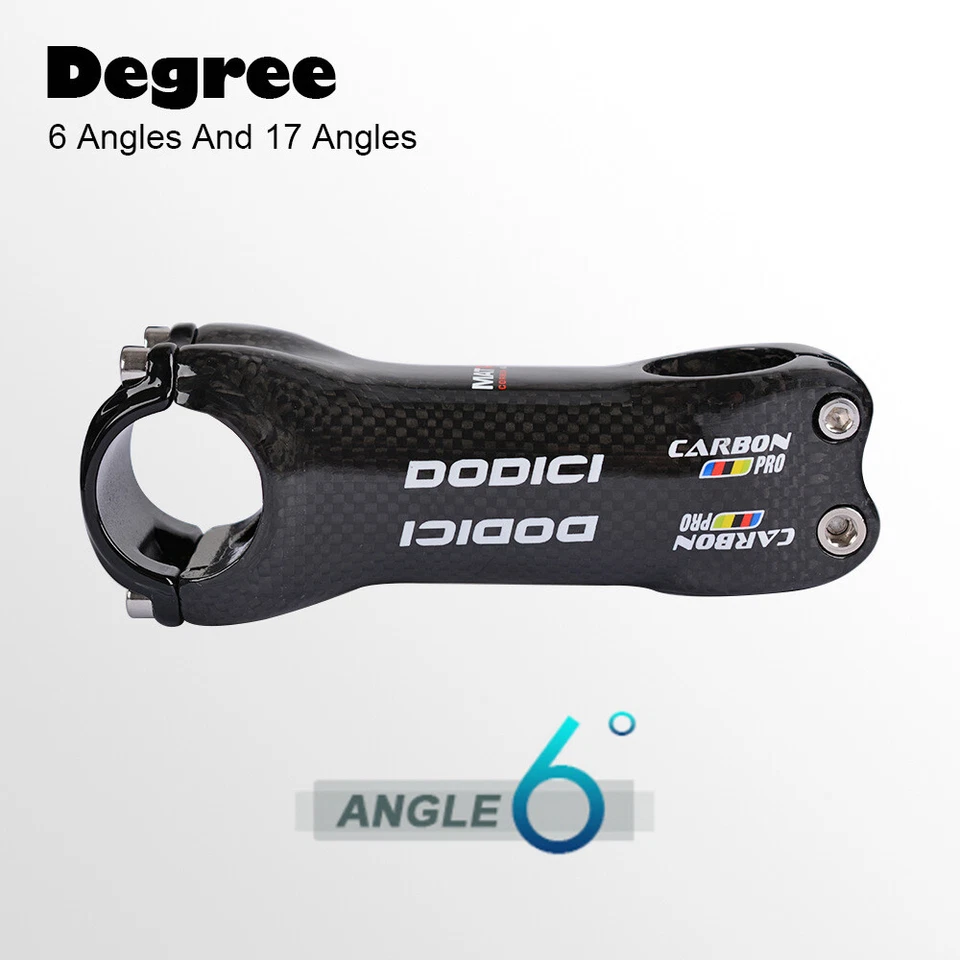 6/17 grados 31,8 mm carretera MTB bicicleta vástago de carbono potencia de bicicleta 70-120 mm 3K brillante Foto 4 de 4