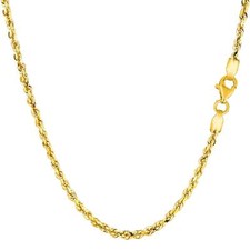 14k Yellow Real Gold Filled Solid Rope Chain Necklace, 2.1mm, 24"
