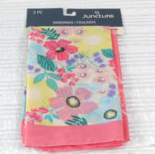 2 Pc Square Bandanas Juncture 20 x 20 in Floral and Paisley Pink NWT