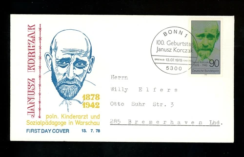 Postal History Germany FDC #1274 Dr. Janusz Korczak medicine medical 1978