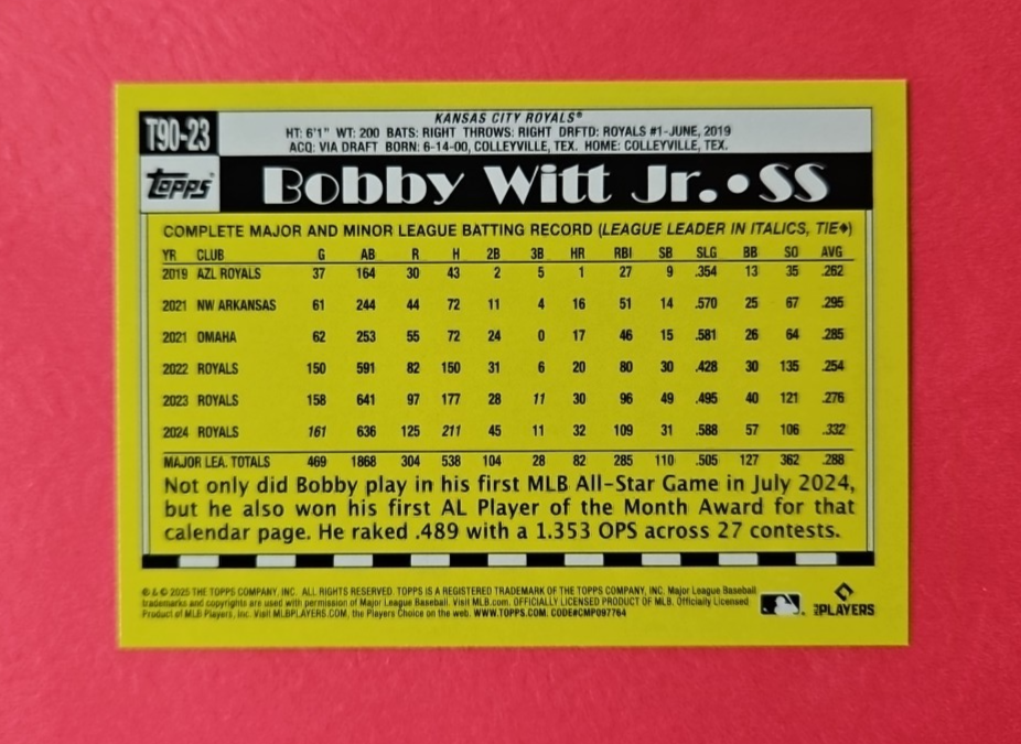 Bobby Witt Jr. - Royals - 2025 Topps Series 1 - 35th Anniversary