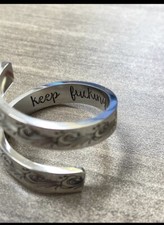 Silver keep f ing going twist statement ring with waves - unique gift for her