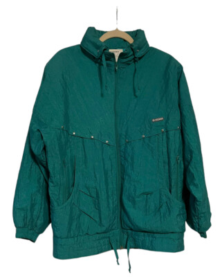 80's COLMAR Ski Jacket Women's Size 12 Teal Made in Italy  Hooded Coat Parka