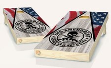 American Flag 2nd Amendment Cornhole Board Vinyl Wrap Laminated Sticker Set