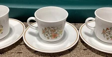 Vintage Corelle INDIAN SUMMER Set of  3 Cups & 3 Saucers White w/ Floral