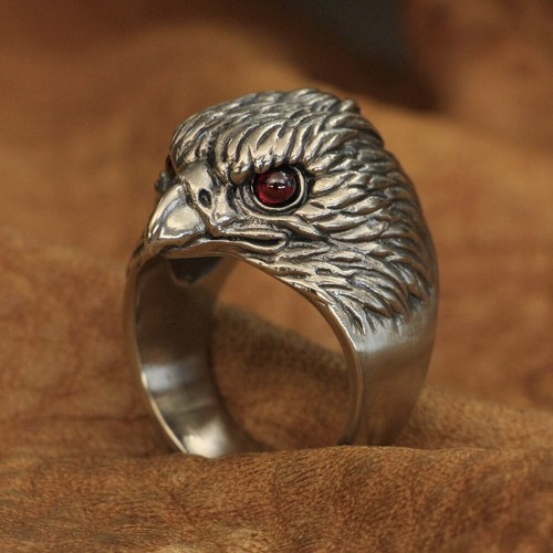 Cupronickel Red CZ Eyes Eagle Ring Biker Punk Jewelry CP251A US Size 7-15 - Picture 17 of 29