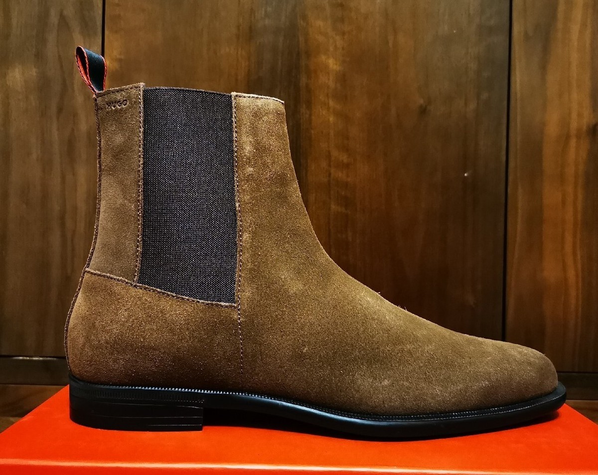 HUGO BOSS Kyron Cheb Men\'s Suede Chelsea Ankle Boots in Camel Size 42 / US 9 Hugo Boss Men main image 2