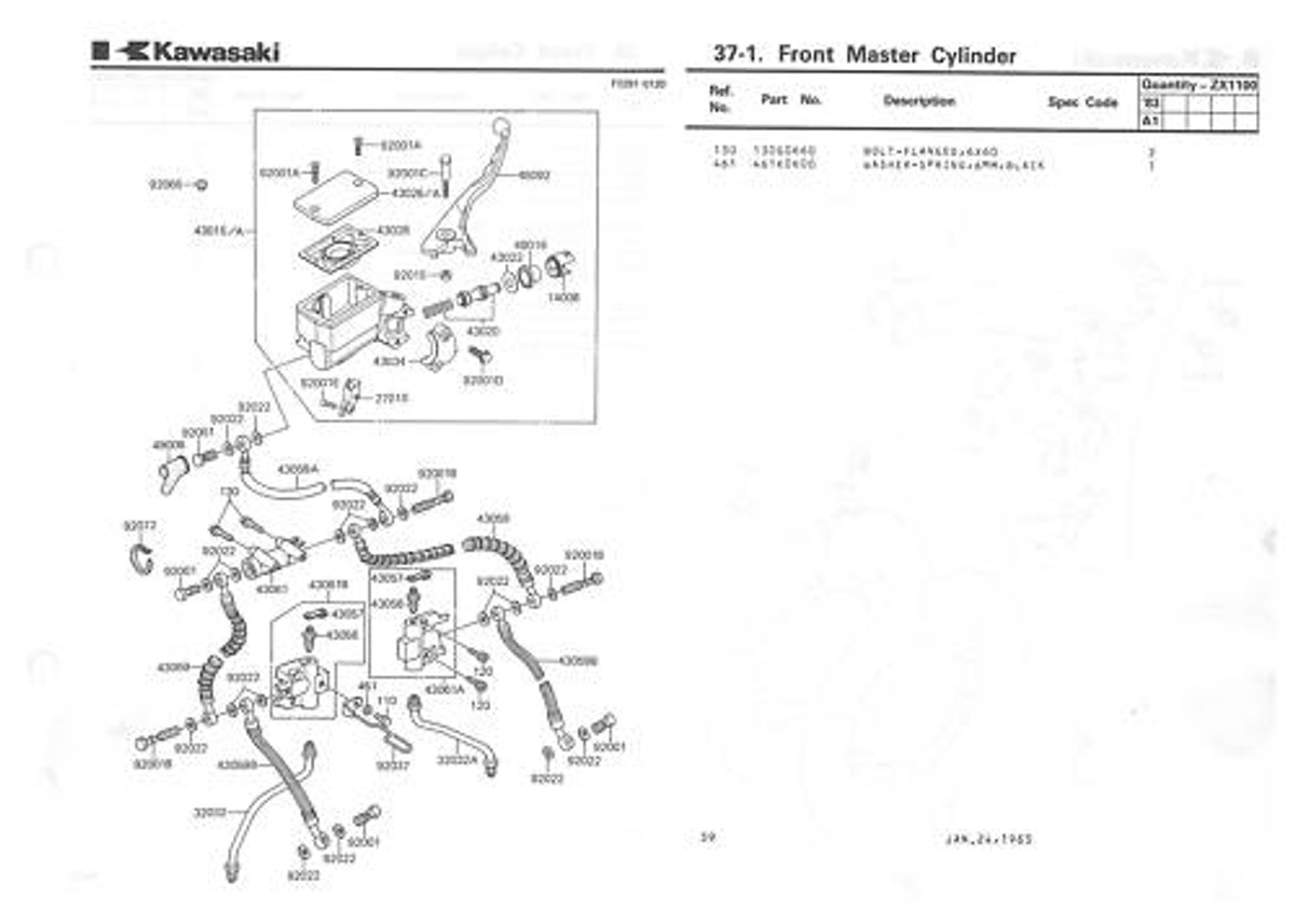 KAWASAKI Parts Manual GPz1100 ZX1100 1983 1984 & 1985