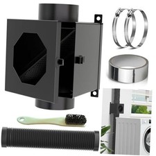 Dryer Duct Lint Trap, Metal Dryer Lint Trap Indoor Dryer Vent Kit - D -Black