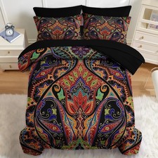 7 Pcs Comforter Set Full Size, Paisley Boho Plant Bedding Set for and Adults,...