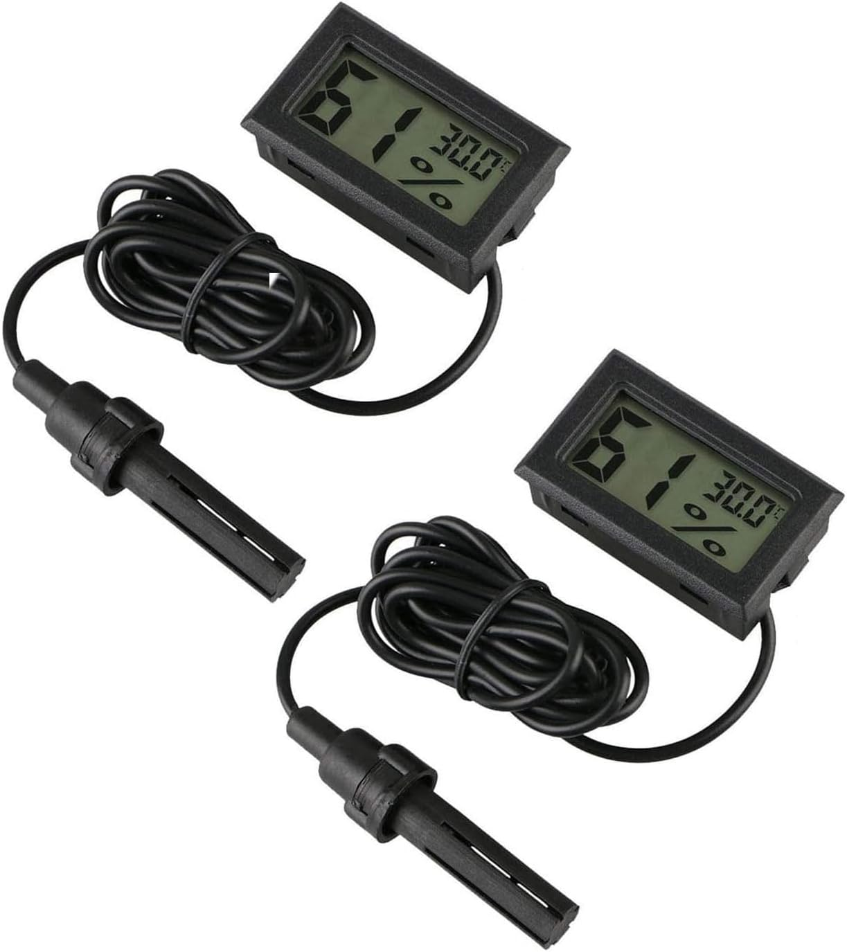 Digital Thermometer Hygrometer, Pack of 2 Hygrometer Thermometer Mini Probe Ther