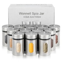 KüChe GewüRzdosen Edelstahl Aufbewahrung Rund GewüRzgläSer Set 12 StüCk 100Ml