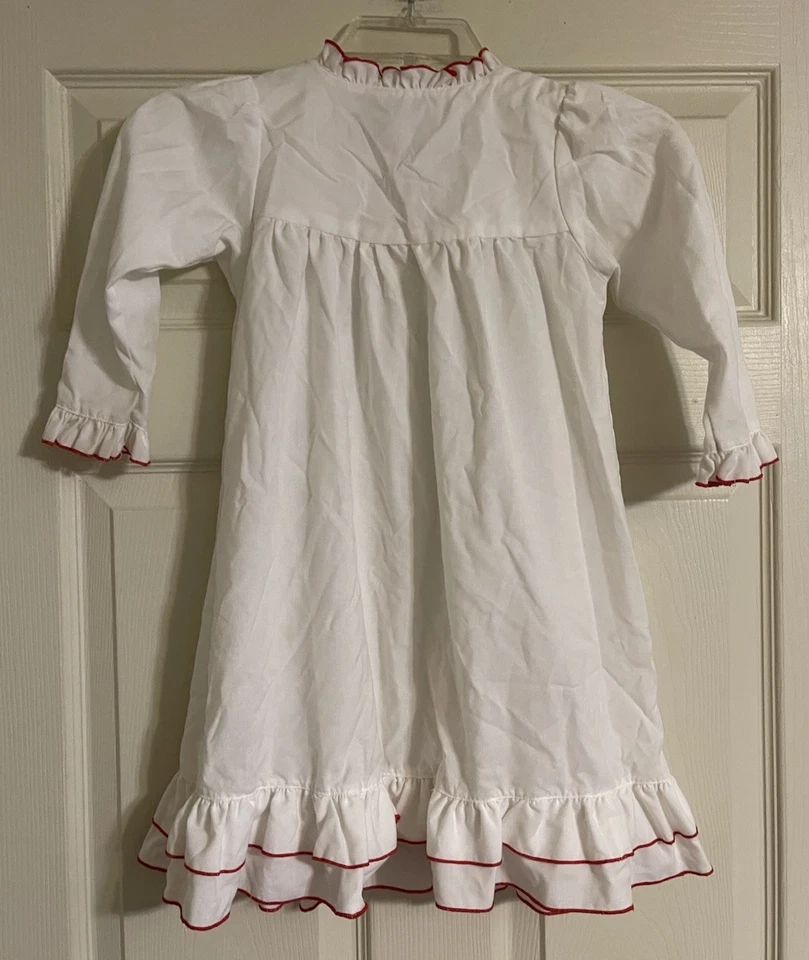 Camisón vintage Sweet Dreams niñas pequeñas talla 4 blanco rojo ribete pan de jengibre hombre Foto 4 de 4