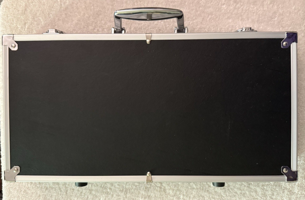 Poker Chip Set with Carrying Case Black and Silver Includes 2 decks of cards