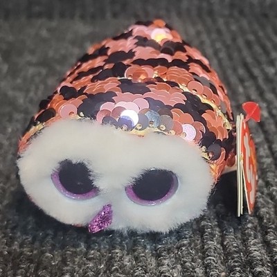 TY Beanie Boos - Teeny Tys Stackable Sequin Plush - CHECKS the Owl (4 inch) 