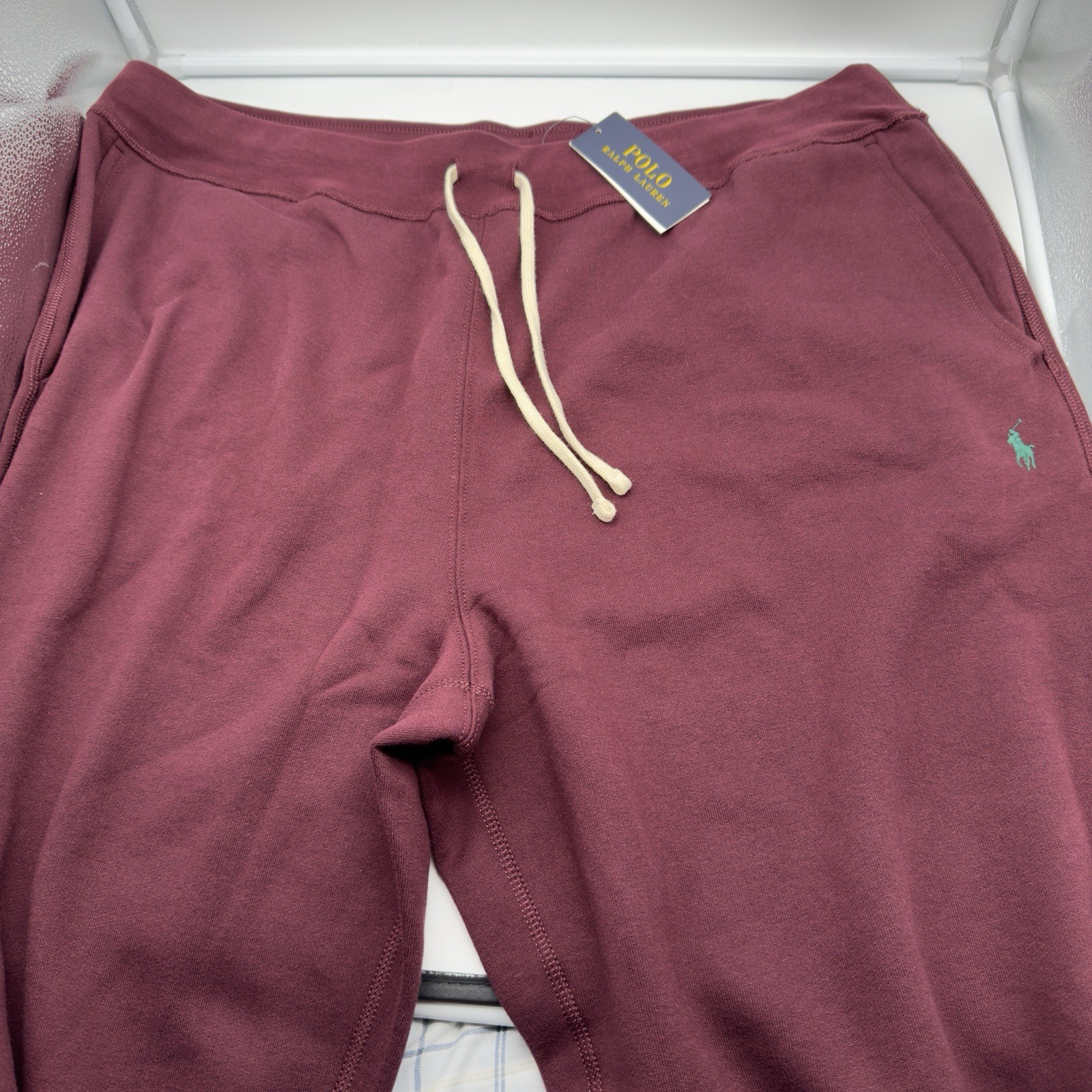 Polo Ralph Lauren Uomo 2XB Grande Doppia Maglia Jogger Borgogna Felpa Verde Pony