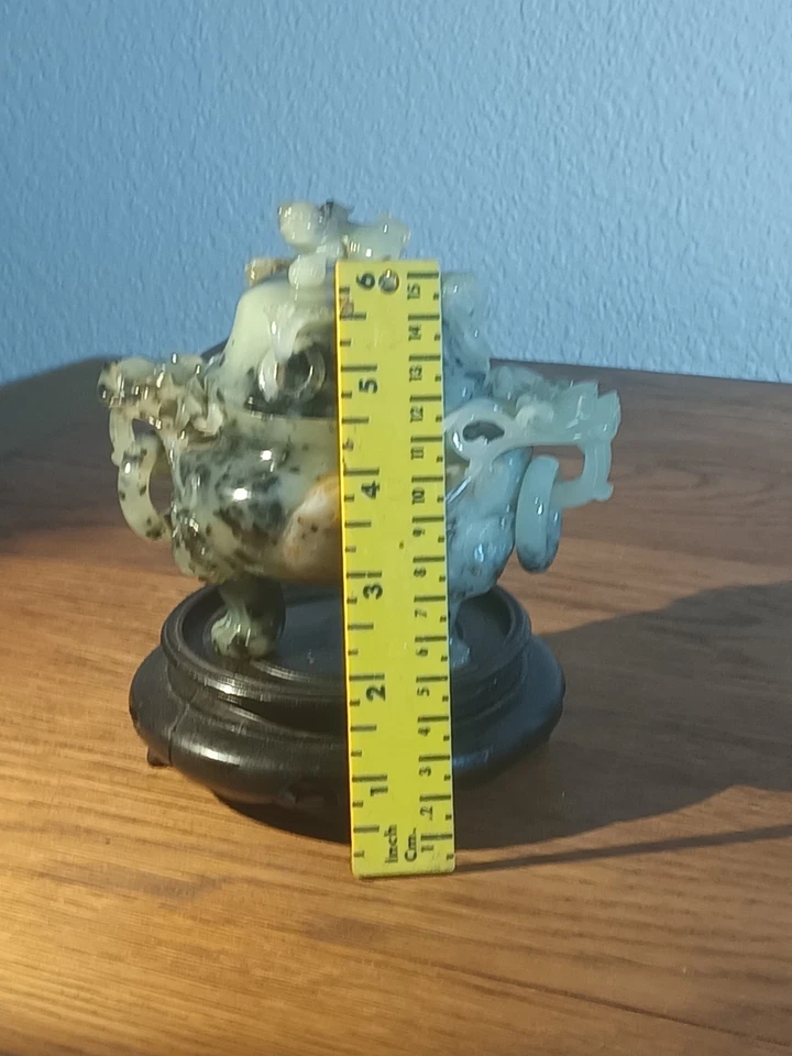 Quemador de incienso chino vintage jade sin soporte 5 pulgadas de alto 6 pulgadas s de ancho Foto 3 de 4