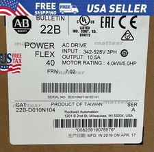 ALLEN BRADLEY 22B-D010N104 POWER FLEX 40 SER A AC DRIVE FRN 7.02 OUTPUT 10.5A