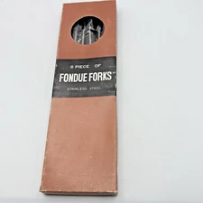 Vintage 6 Piece Fondue Forks Stainless Steel With Box
