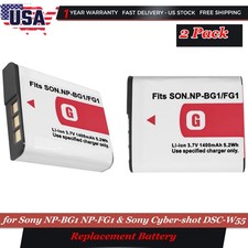 2-PACK Battery BG1 for Sony NP-BG1 FG1 Type G CyberShot DSC HX30V H9 W200 T100