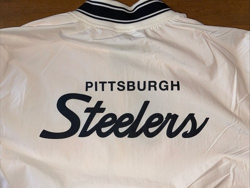 Mitchell & Ness Jacket Men L Ivory Pittsburgh Steelers Windbreaker Logo NFL - Picture 8 of 10