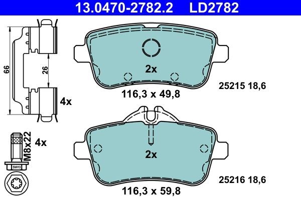 NEU - ATE 13.0470-2782.2 Bremsbelagsatz, Scheibenbremse FüR MERCEDES-BENZ-image