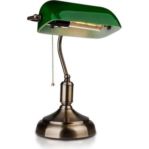 Lampada da Tavolo E27 Stile Vintage Metallo Paralume Vetro Verde V-TAC VT-7151 - Foto 3 di 8